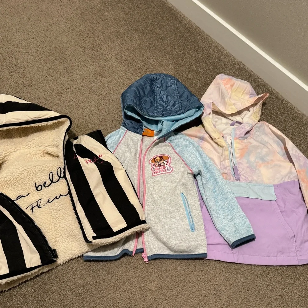 Girls bundle of jackets in Black, Blue, and Purple